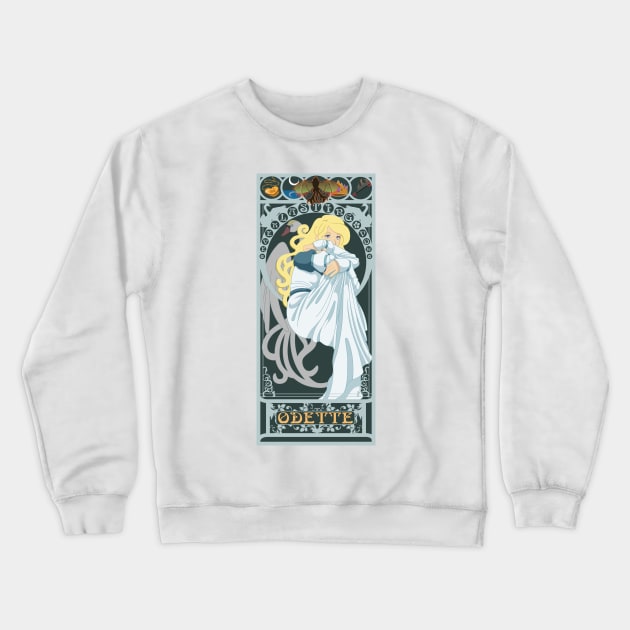 Odette - art nouveau - Swan Princess Crewneck Sweatshirt by captainlaserbeam